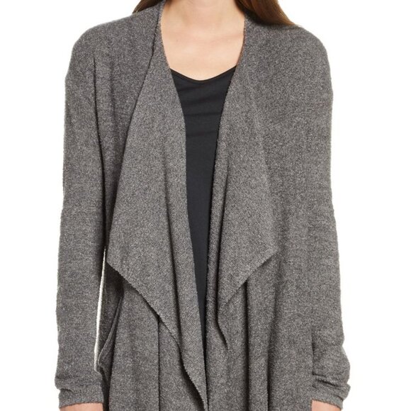 Barefoot Dreams Bamboo Chic Lite Knit Drap Wrap Open Cardigan Dark Grey Sz.L/XL - Picture 2 of 13